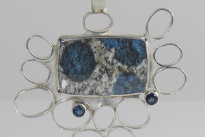 K2 and Blue Sapphire Sterling Silver Pendant by Raminta Jautokas