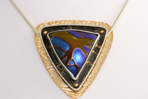 Blown glass, sterling, nu gold.