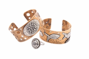 Bronze and Sterling Silver Story Cuffs