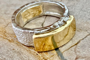 Hand-wrought Sterling Silver & 18K Yellow Gold Wedding Band - Commissioned