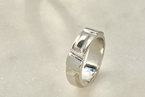 Hand-Forged 18K White Gold Wedding Band - Commissioned